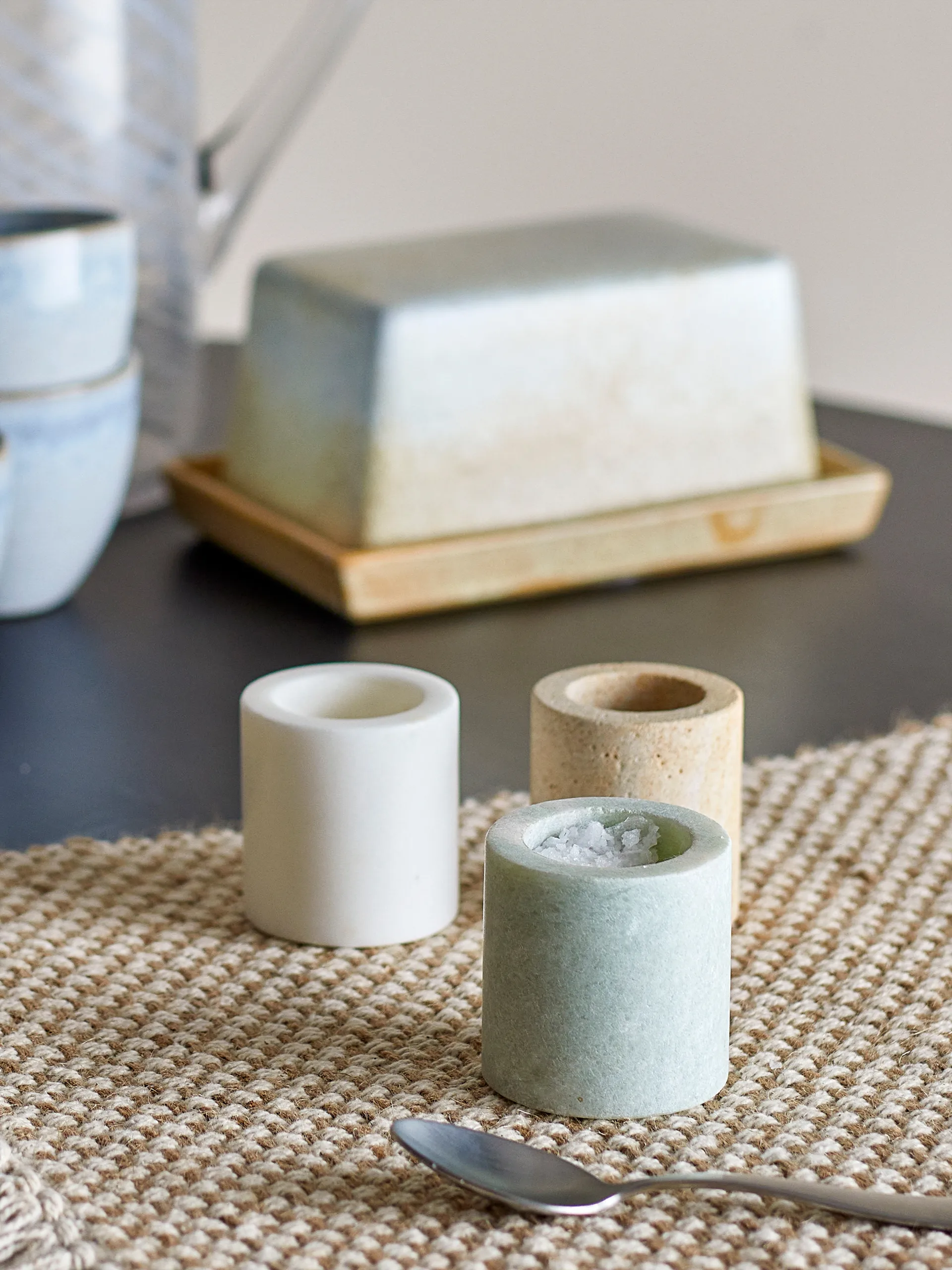 Kokui burk 3 delar, Marmor Bloomingville