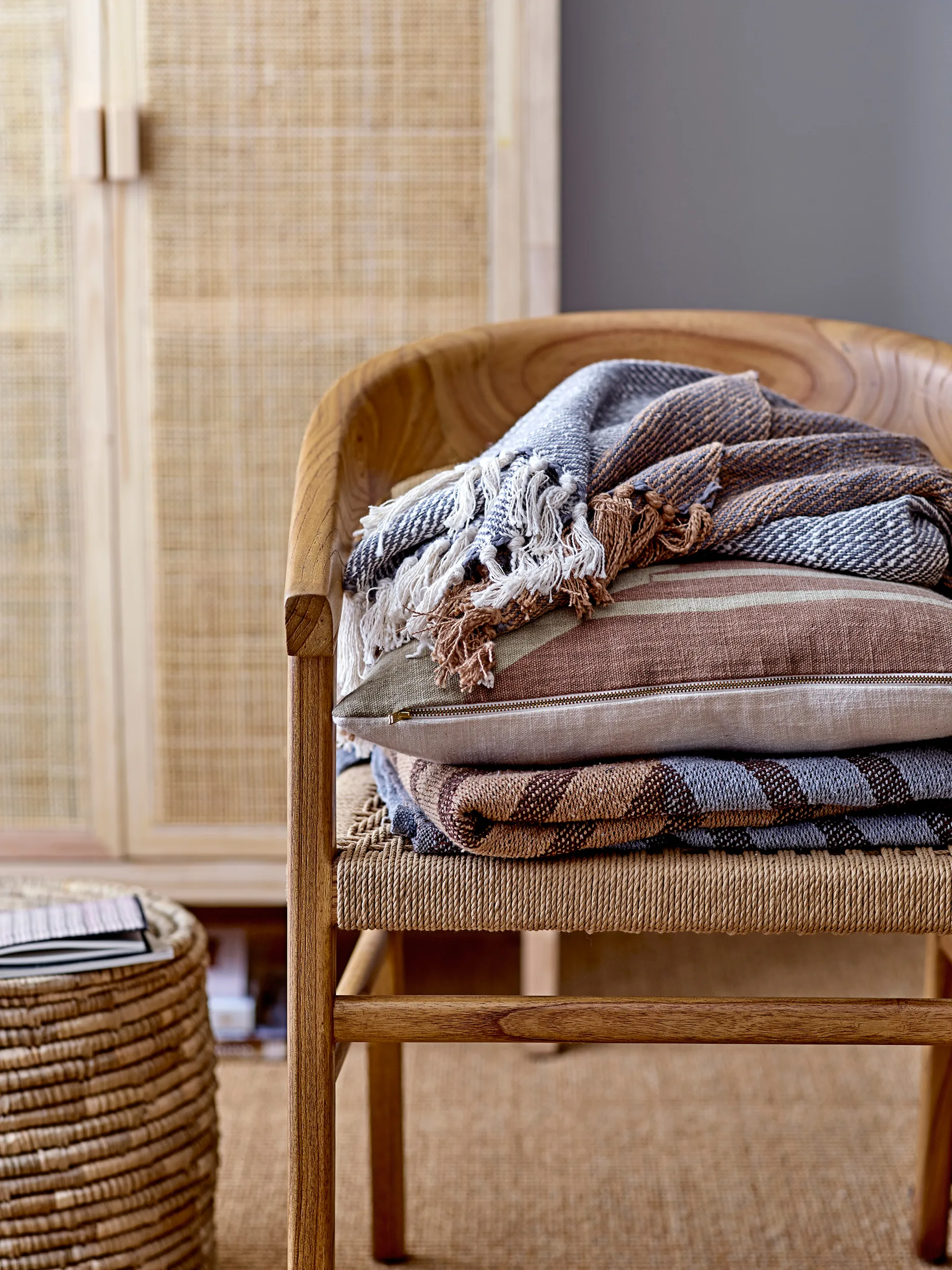 Lin förvaringskorg med lock 2 delar, Natur Bloomingville