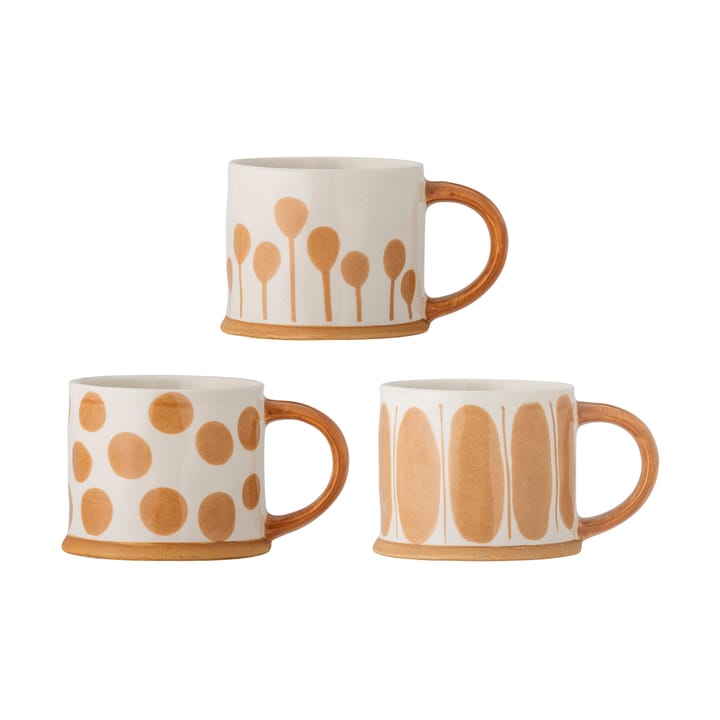 Linora mugg 45 cl 3-pack - Vit-brun - Bloomingville