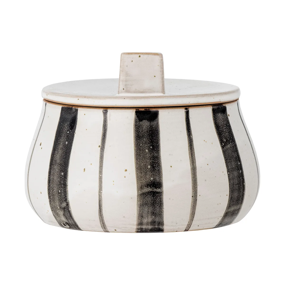 Bloomingville Marita burk med lock Ø12 cm Svart-vit