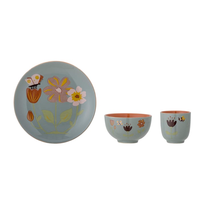 Meadow barnservis stengods 3 delar, Blommor Bloomingville