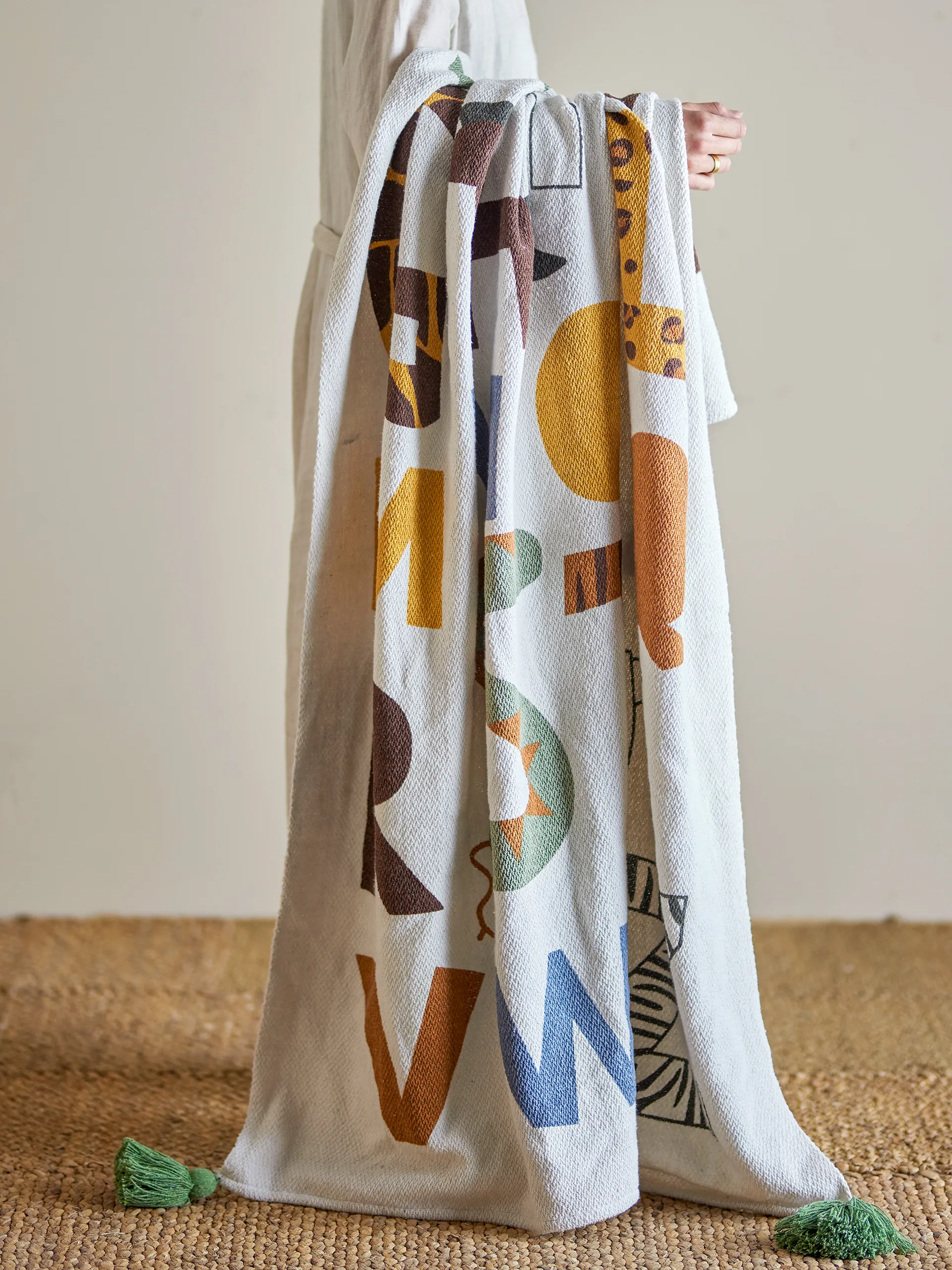 Memmo bomullspläd 160x130 cm, Natur Bloomingville