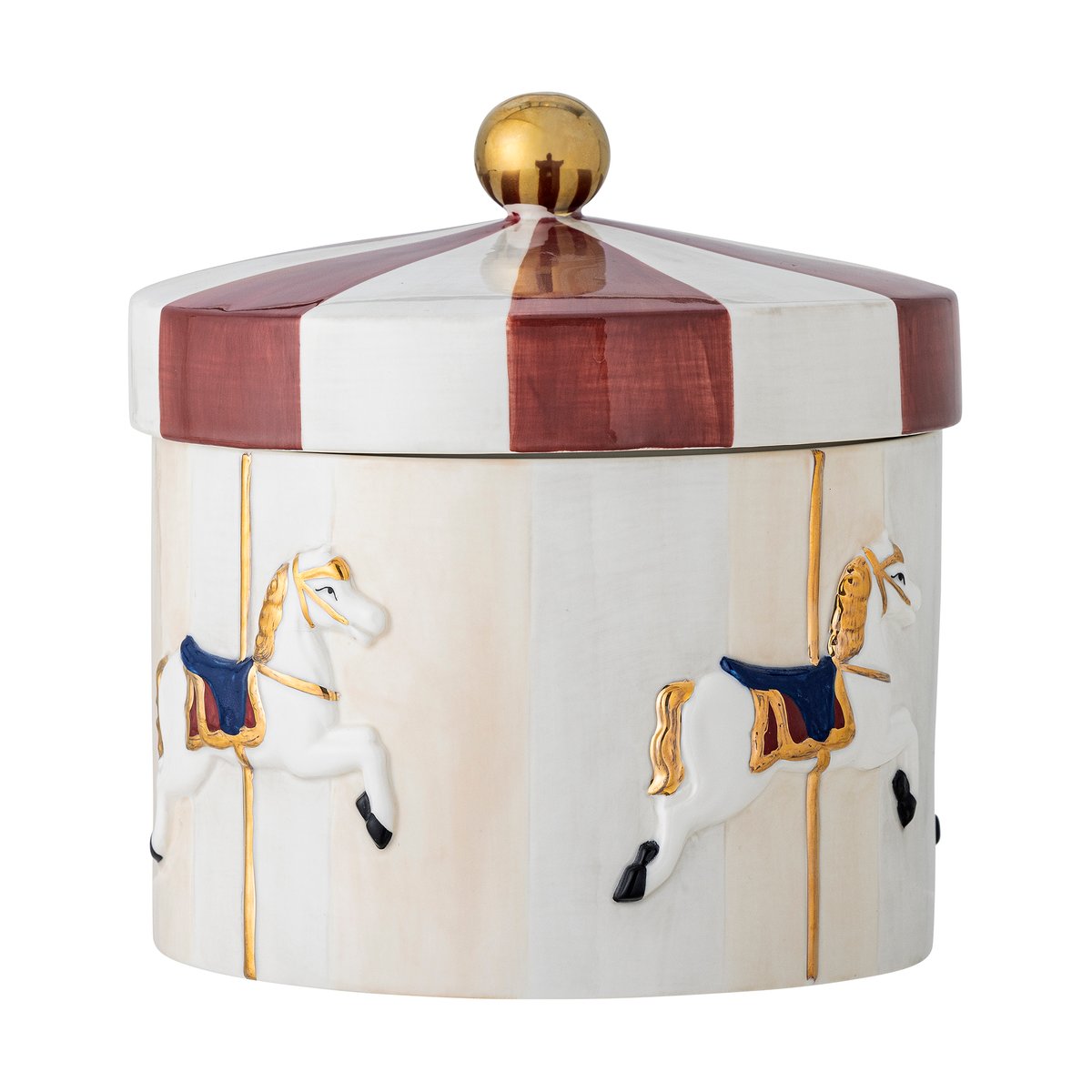 Bloomingville Merry-go-round burk med lock 19,5x20,5 cm Röd-vit