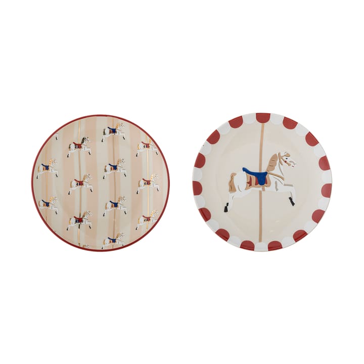 Merry-go-round tallrik Ø16 cm 2 delar - Beige-röd - Bloomingville