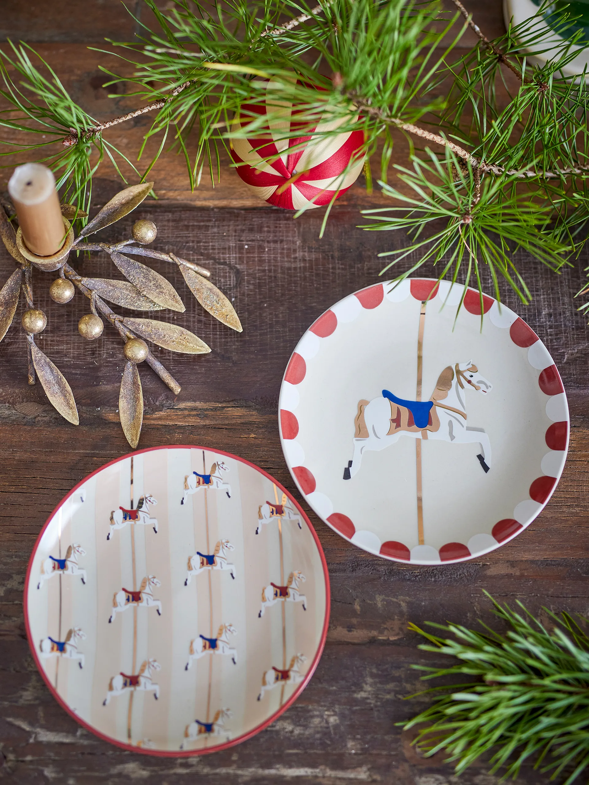 Merry-go-round tallrik Ø16 cm 2 delar, Beige-röd Bloomingville