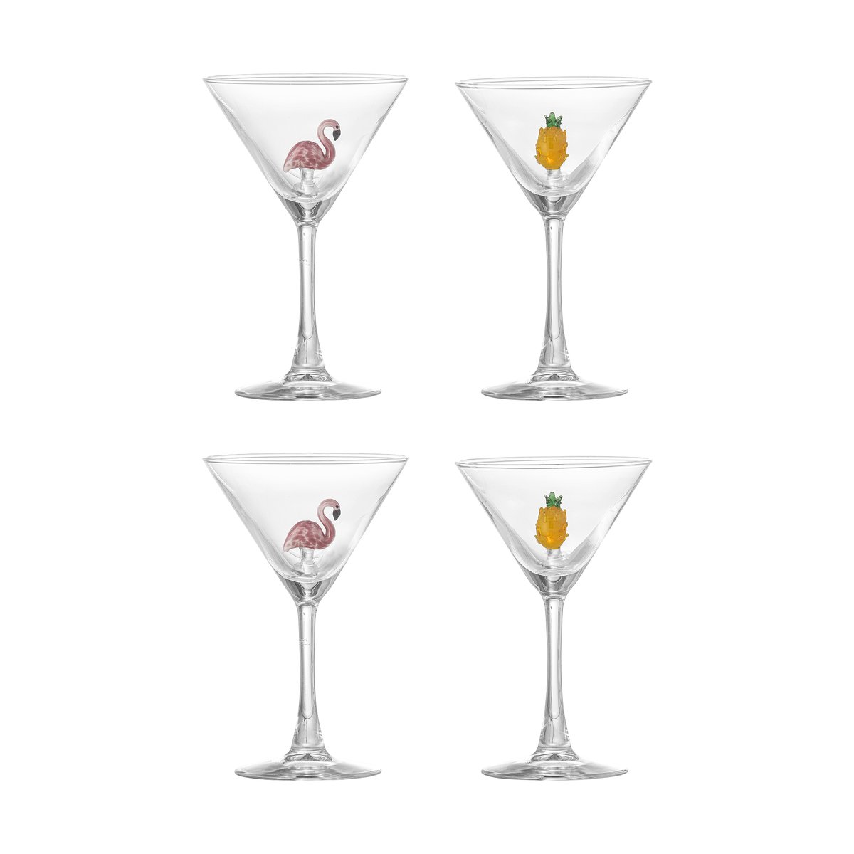 Bloomingville Misa cocktailglas 17 cl 4 delar Clear-flamingo, clear-pineapple
