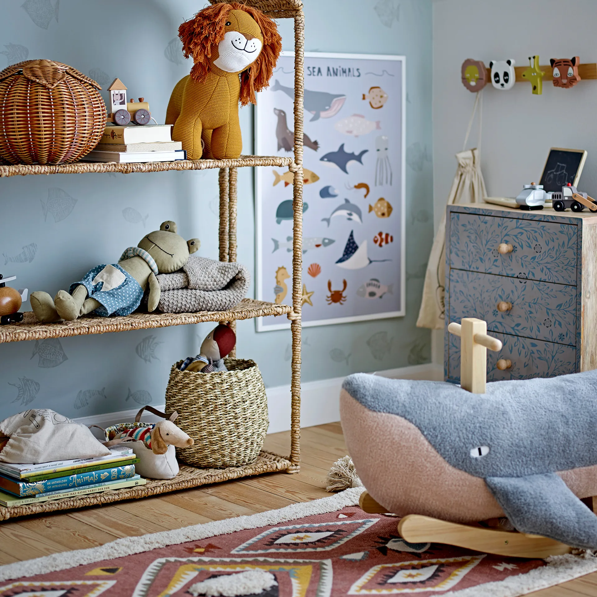 Moby gungdjur med handtag, Blå Bloomingville