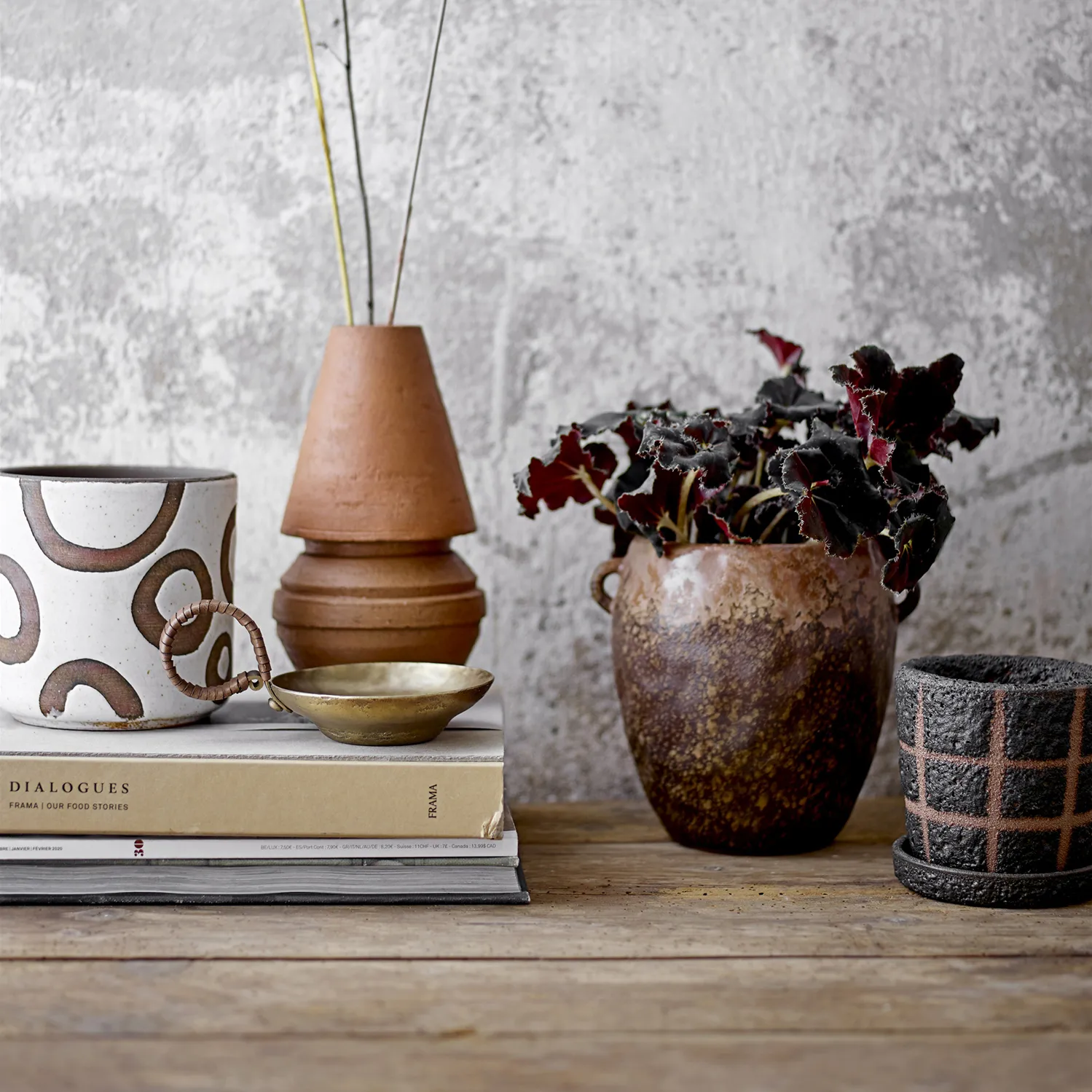 Nenne kruka med handtag Ø16 cm, Brun Bloomingville