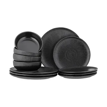 Neri servisset 12 delar - Svart - Bloomingville