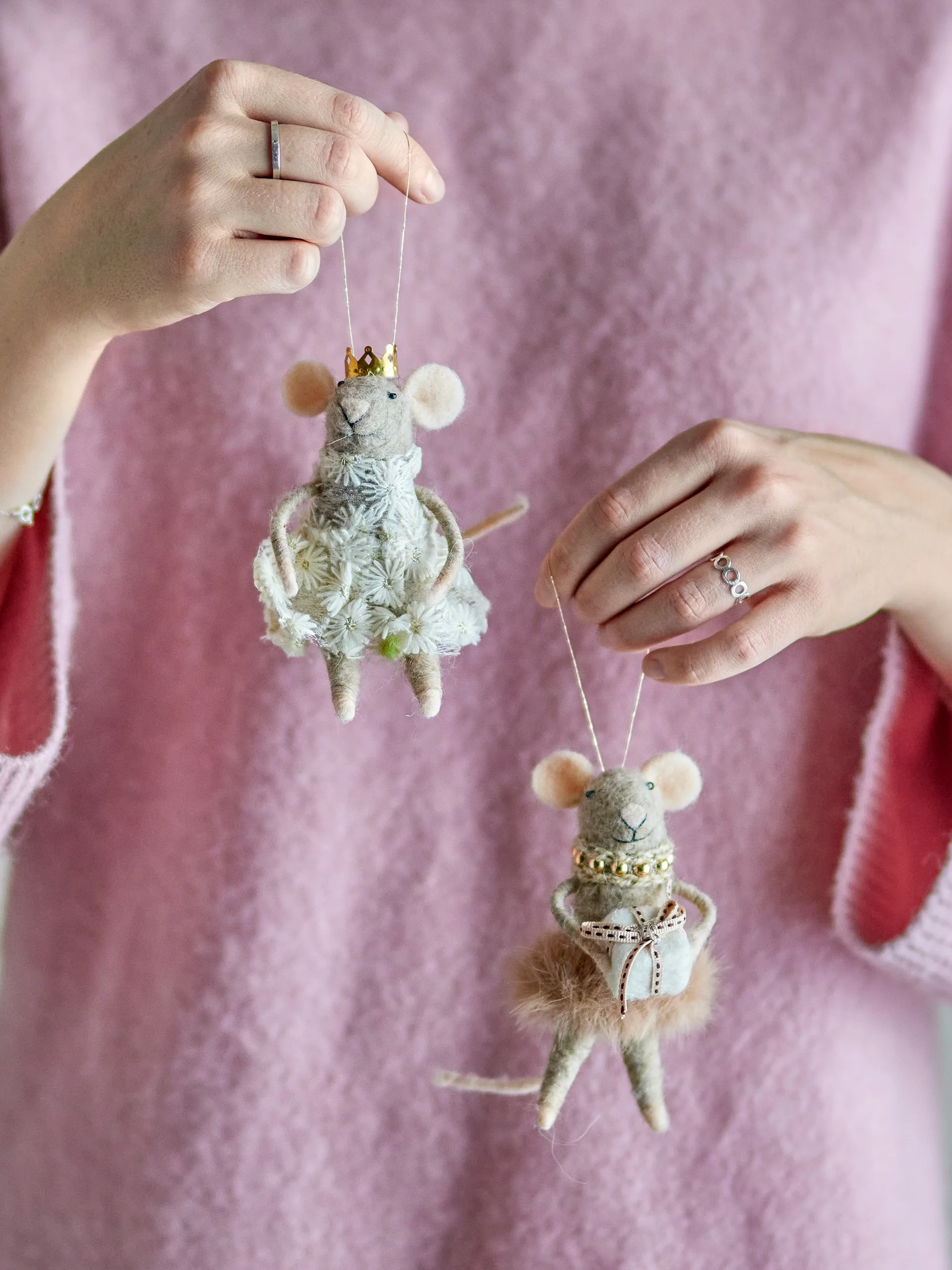 Peo julgranshänge ull 2 delar, Brun Bloomingville