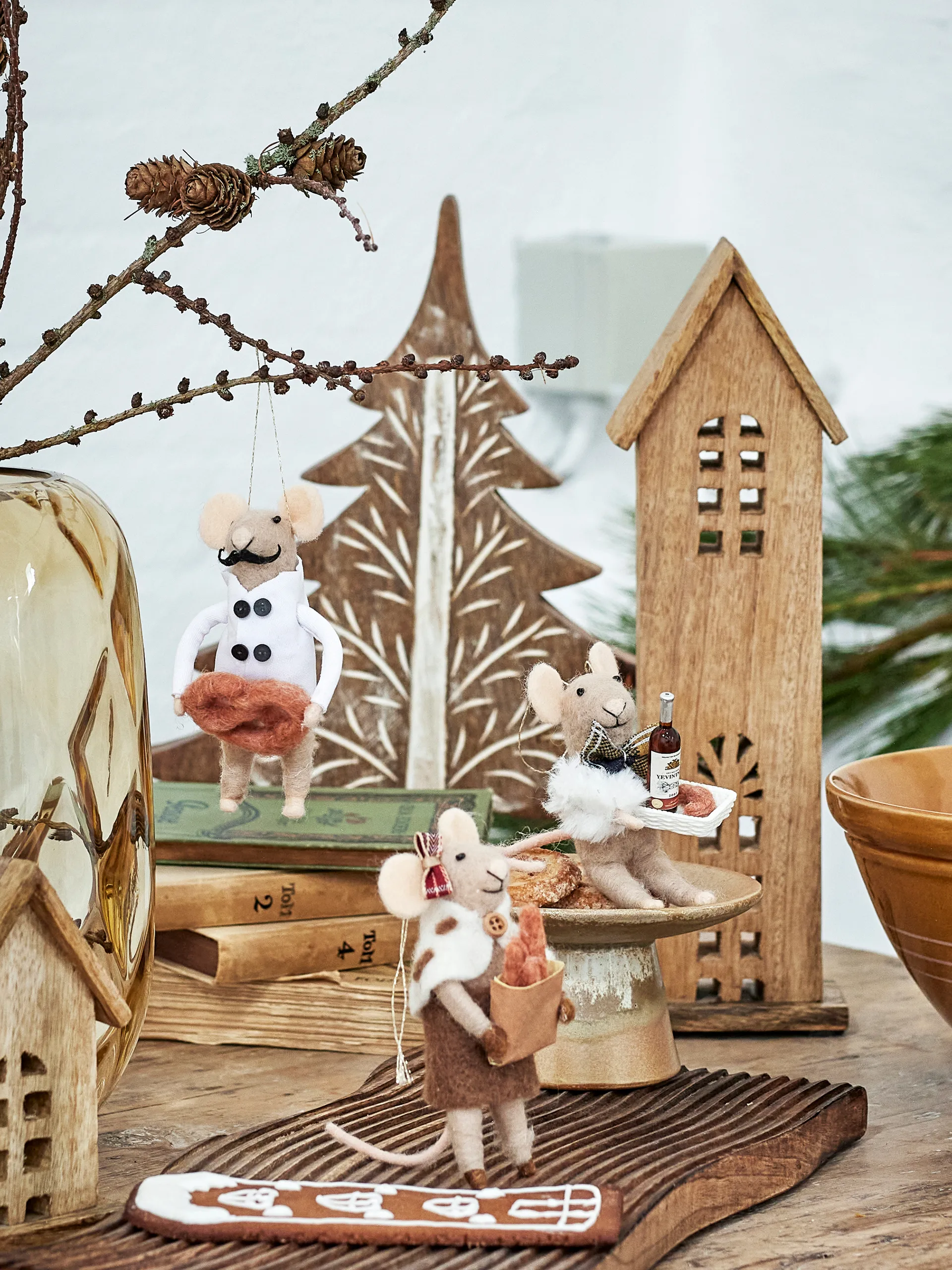 Peo julgranshänge ull 3 delar, Natur Bloomingville