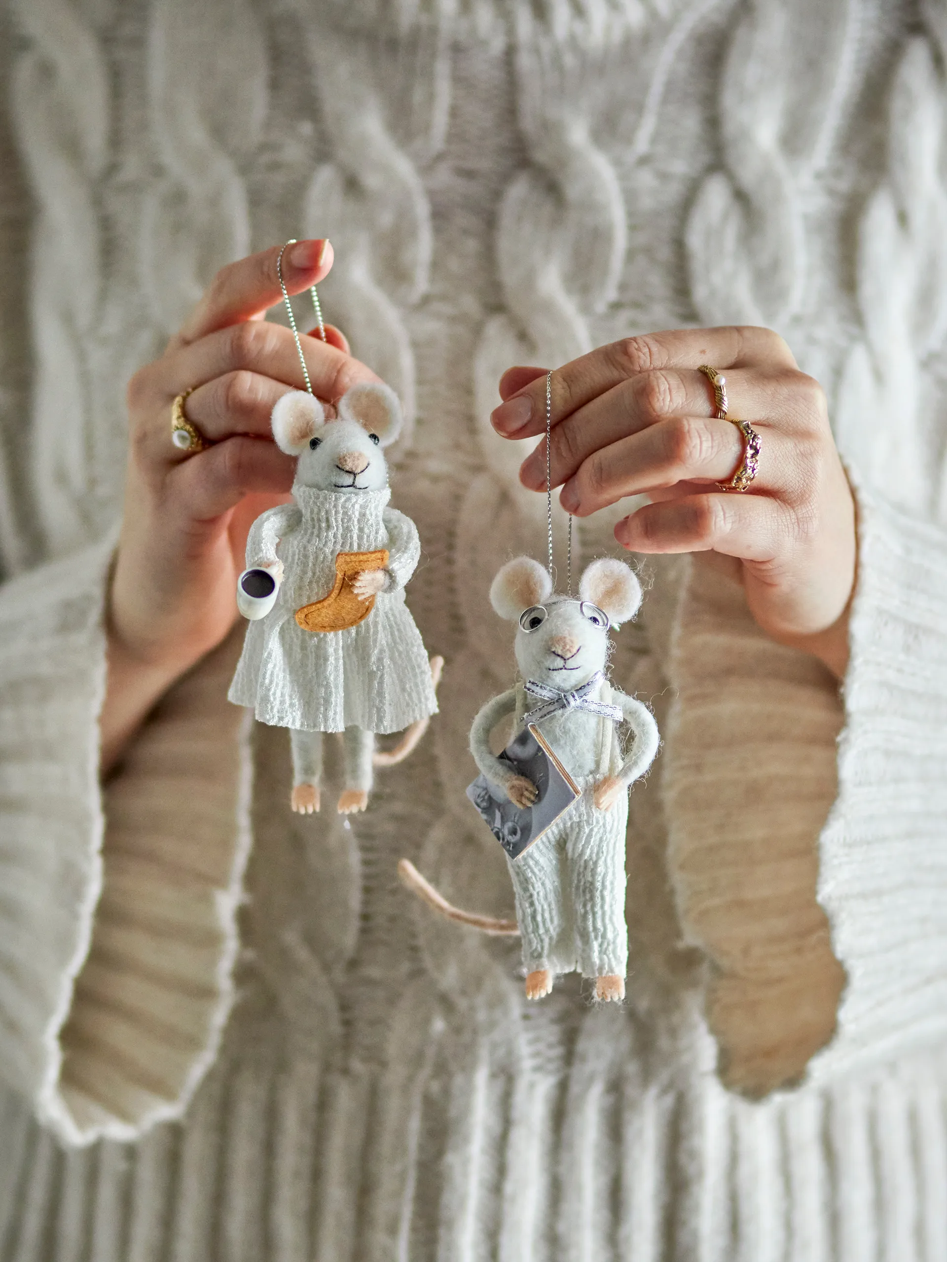 Peo julhänge mus 2 delar, Vit Bloomingville