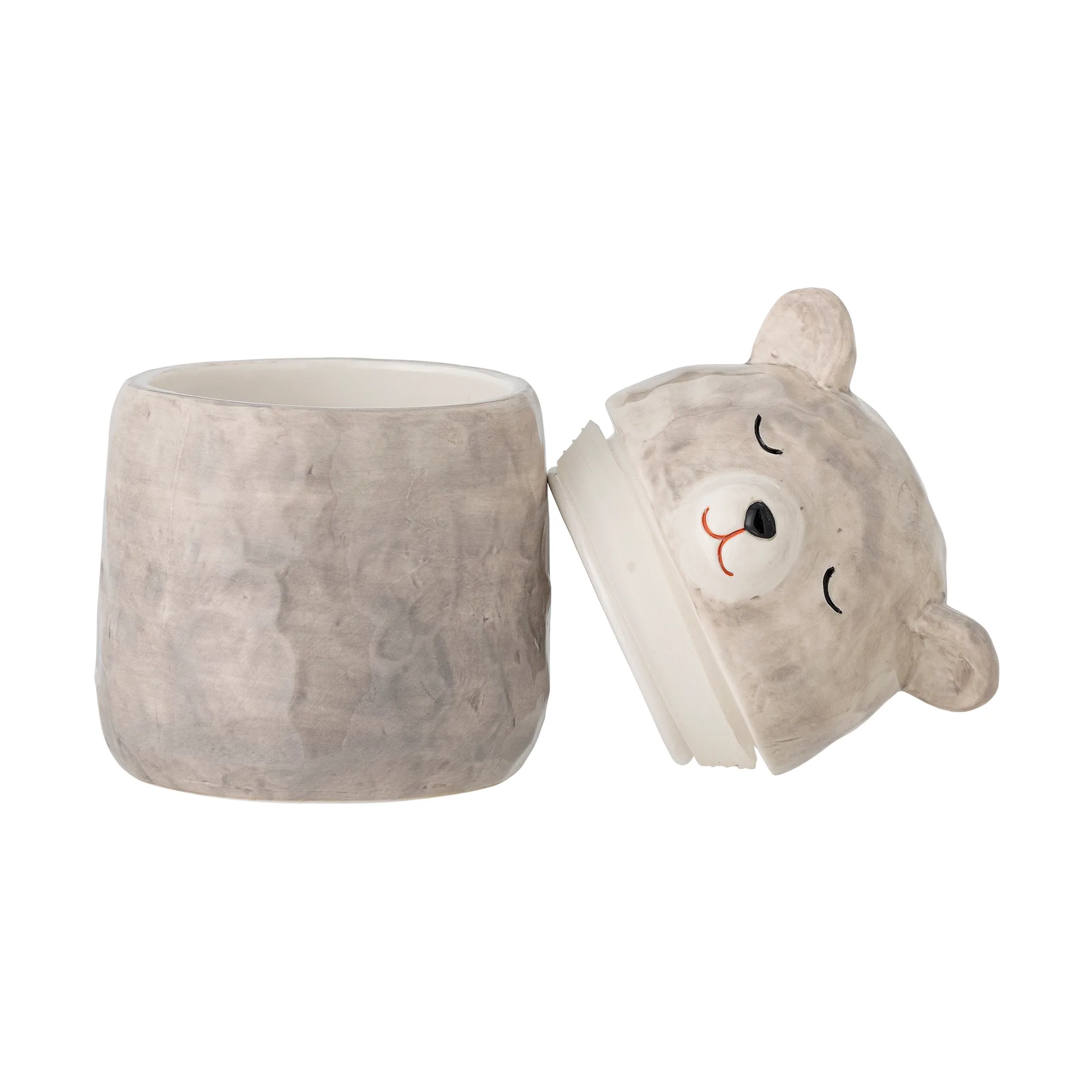 Puk burk med lock Ø10 cm, Grå Bloomingville