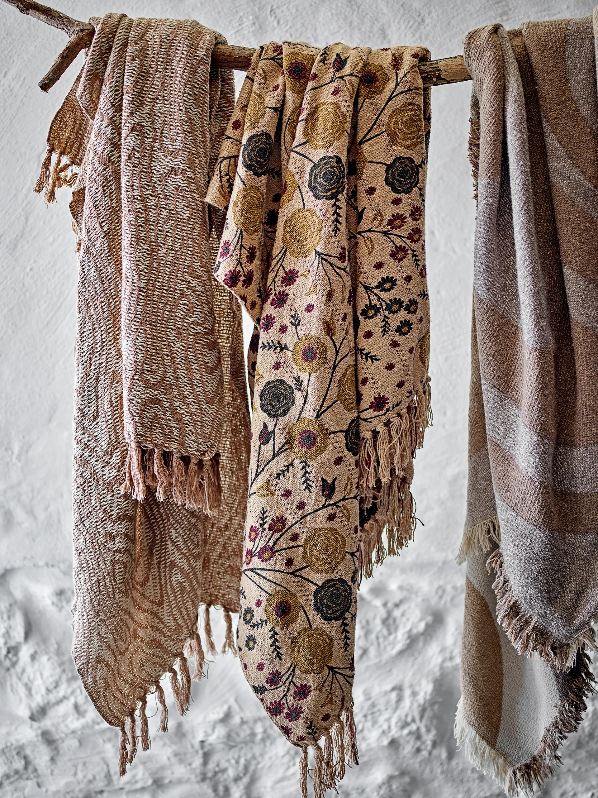 Salobre pläd bomull 160x130 cm, Brun Bloomingville