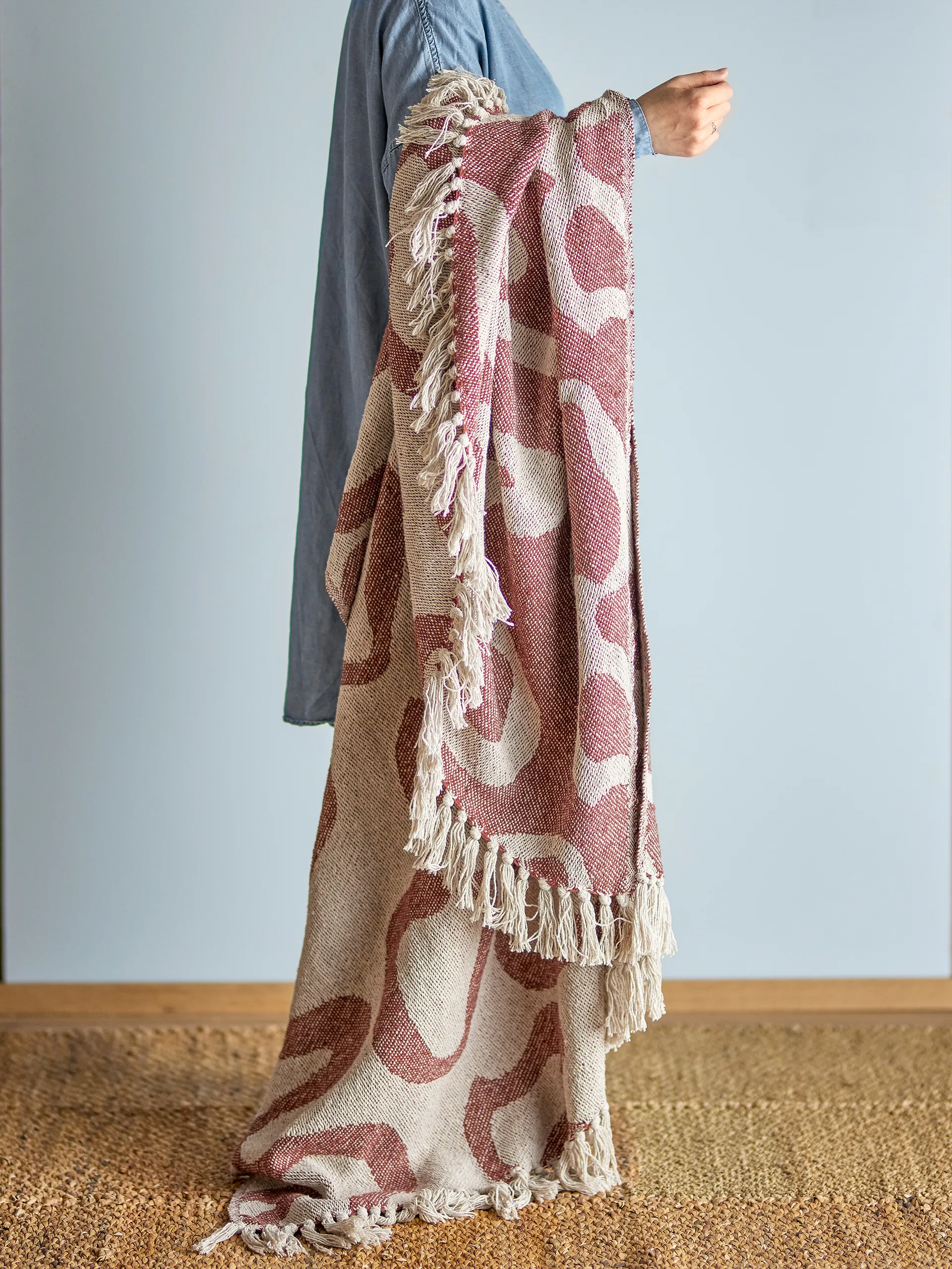 Salobre pläd bomull 160x130 cm, Brun Bloomingville