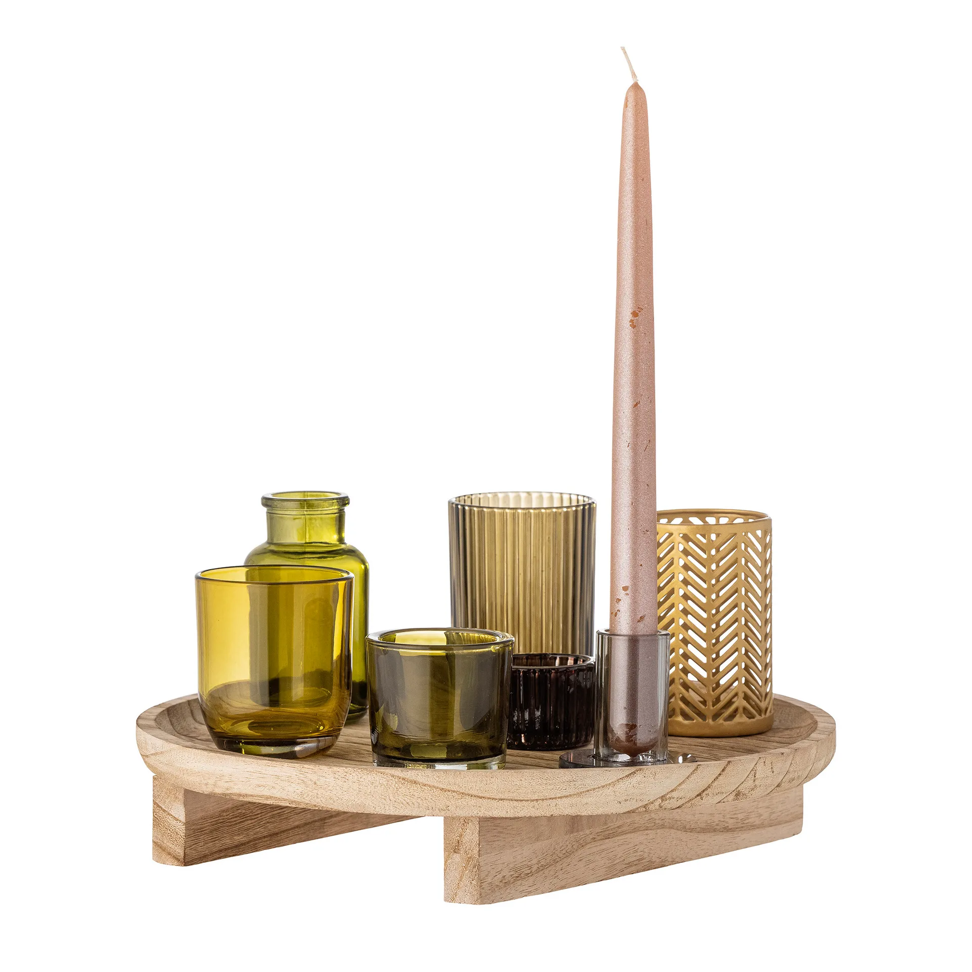 Sanga bricka med ljuslykta 8 delar, Natur-multi Bloomingville