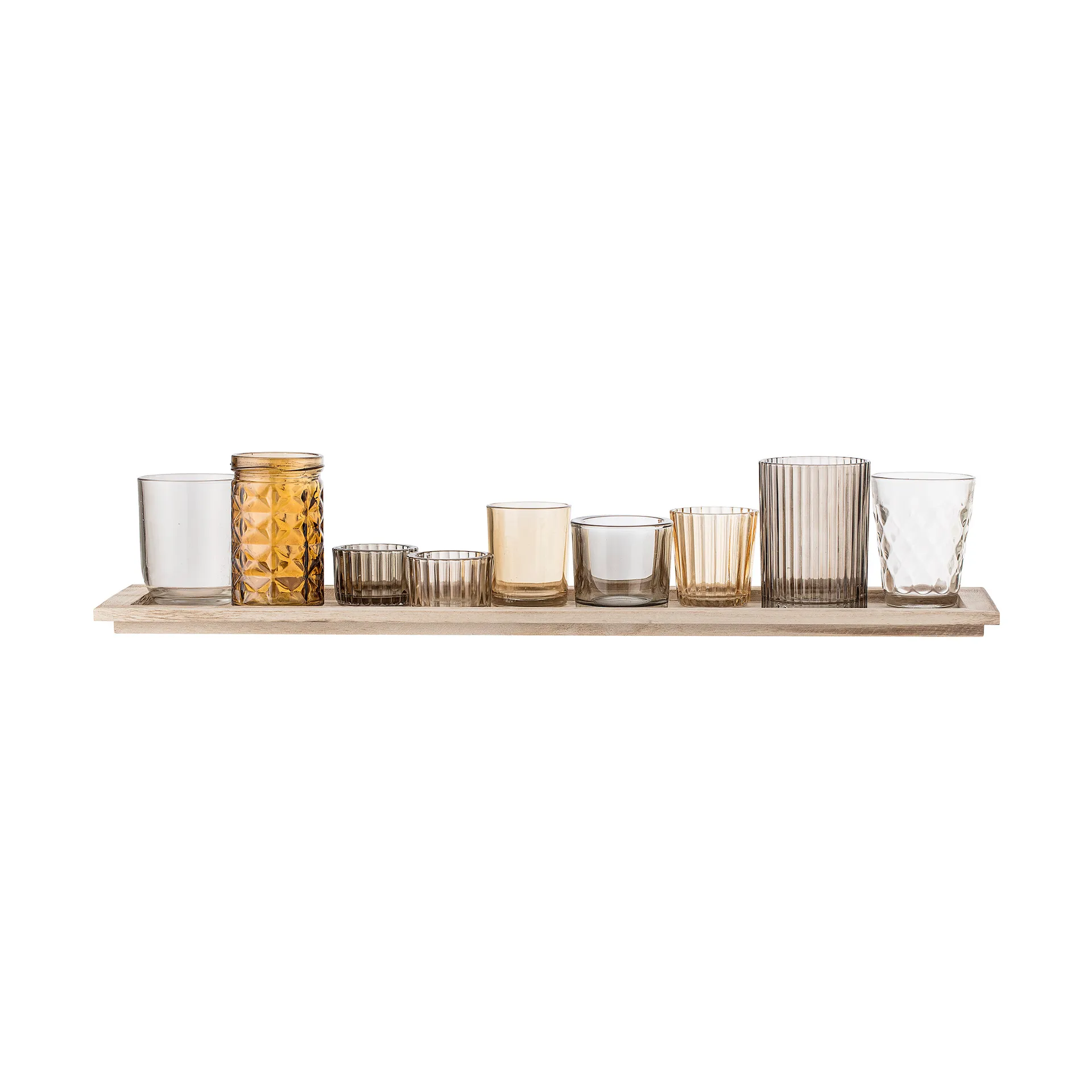 Sanga bricka med ljuslyktor 10 delar, Brun Bloomingville