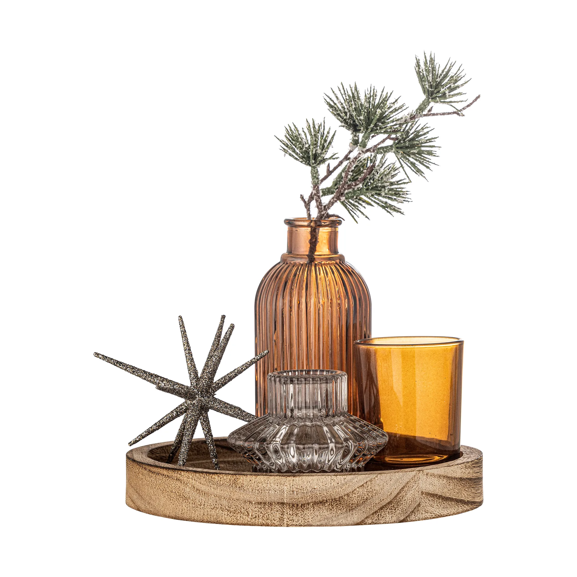 Sanga bricka rund med dekorationsobjekt 6 delar, Guld Bloomingville