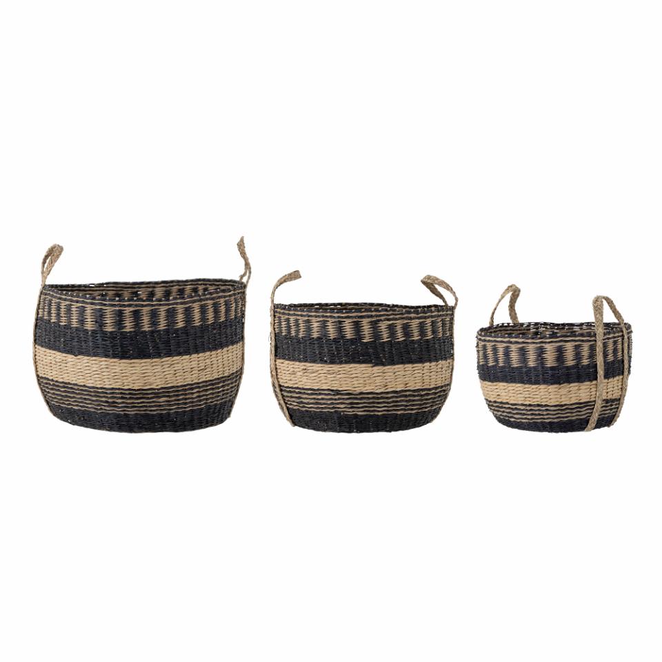 Bloomingville Sania korg 3-pack Svart | Skandinavisk Design | Förvaringskorgar | Svart