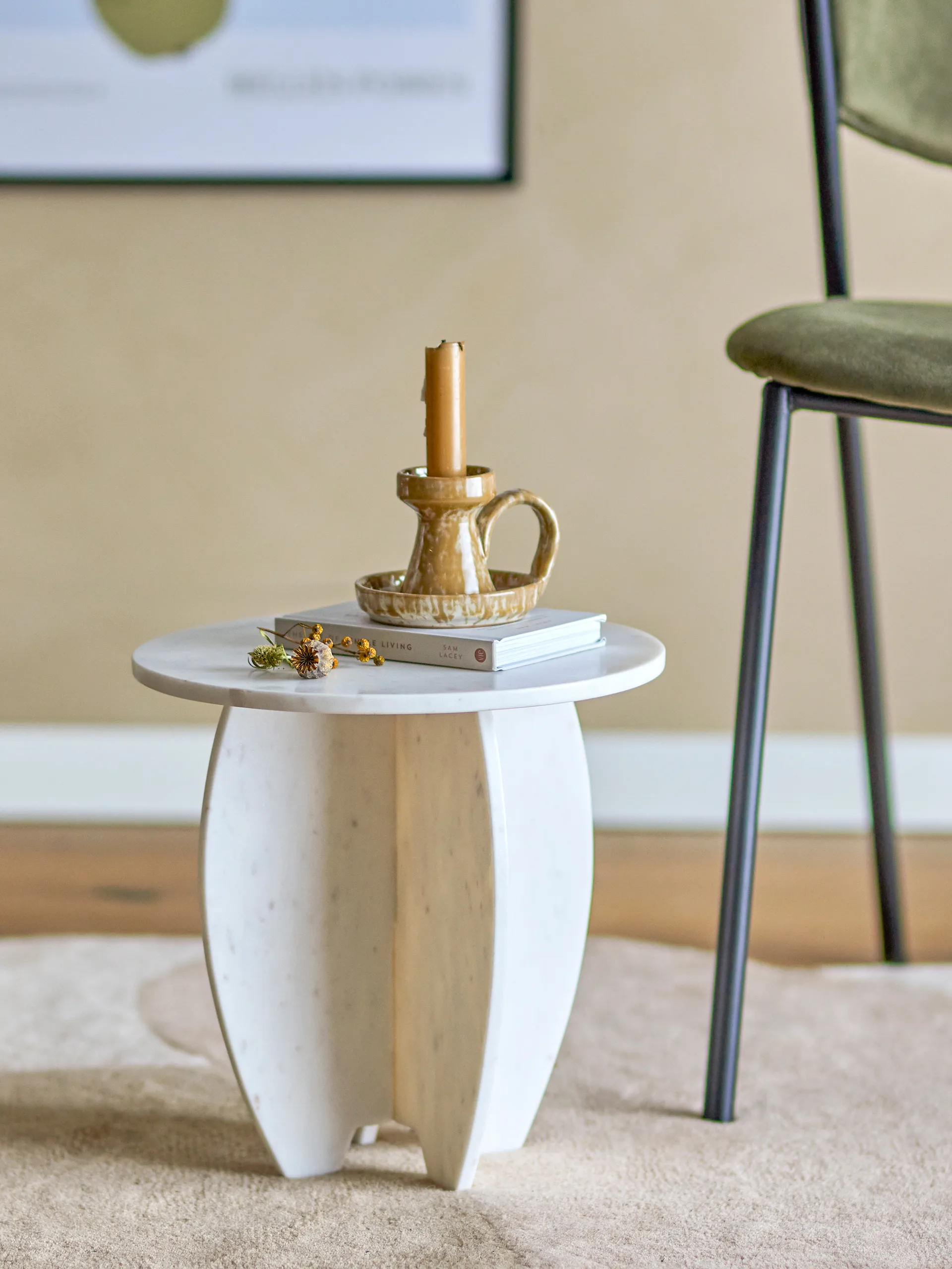 Sendai piedestal Ø30,5x31 cm, White marble Bloomingville