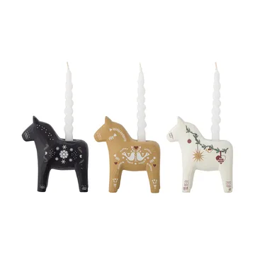 Siffer ljusstake - Svart-brun-vit, 3 delar, 10 cm - Bloomingville