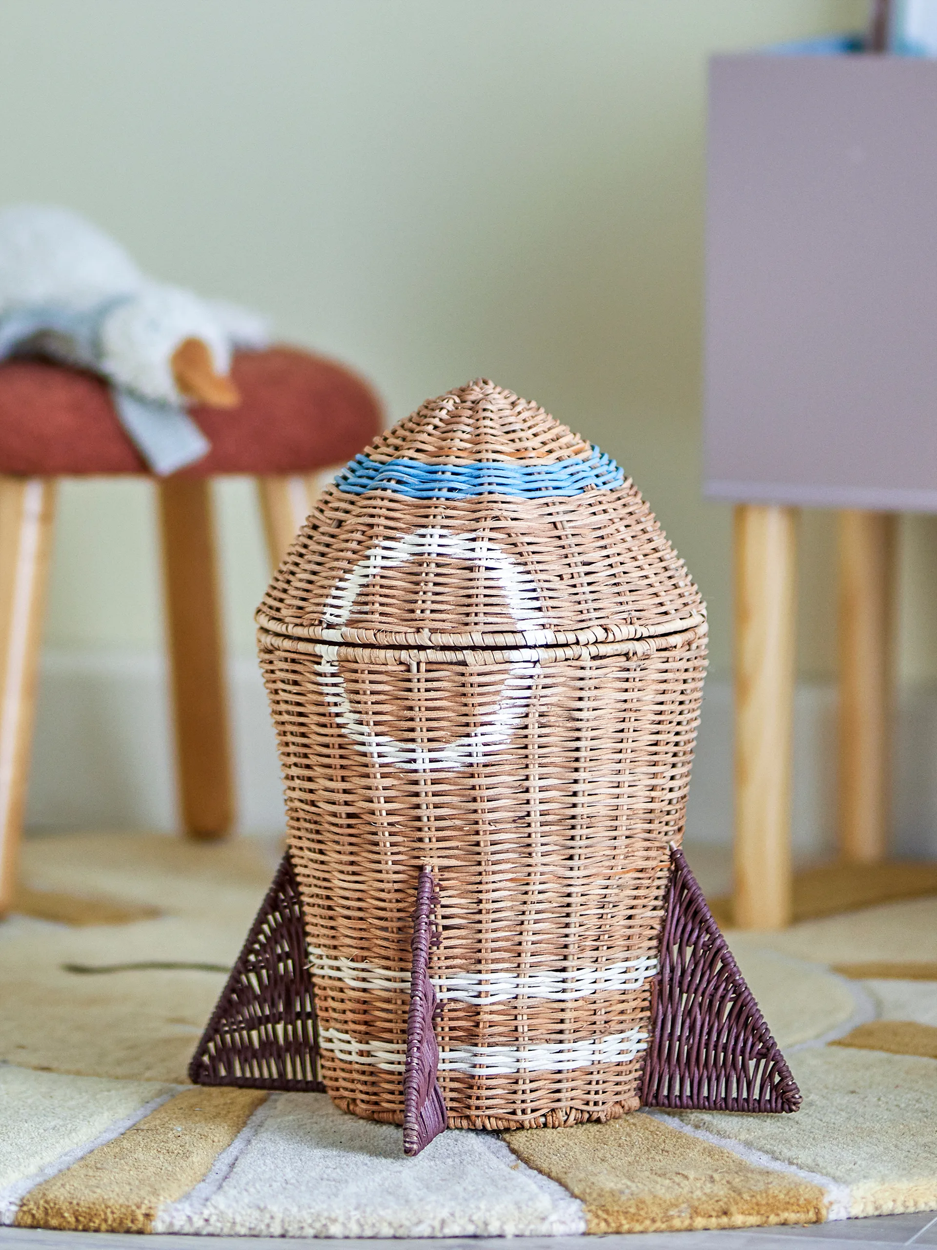 Space rattan korg med lock 31x35 cm, Natur Bloomingville