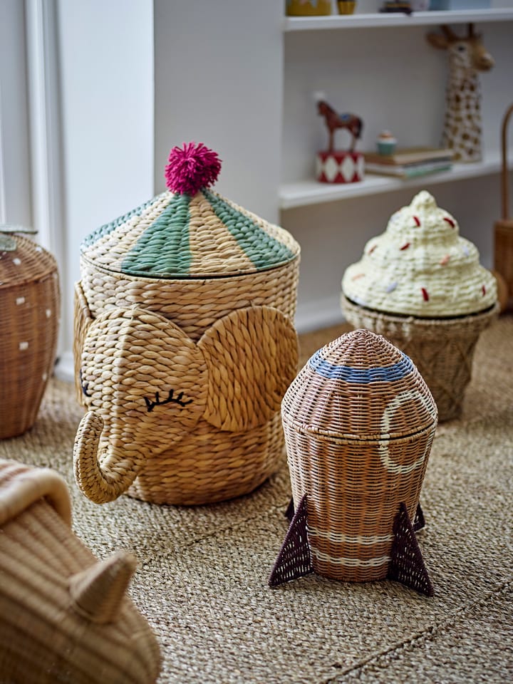 Space rattan korg med lock 31x35 cm, Natur Bloomingville