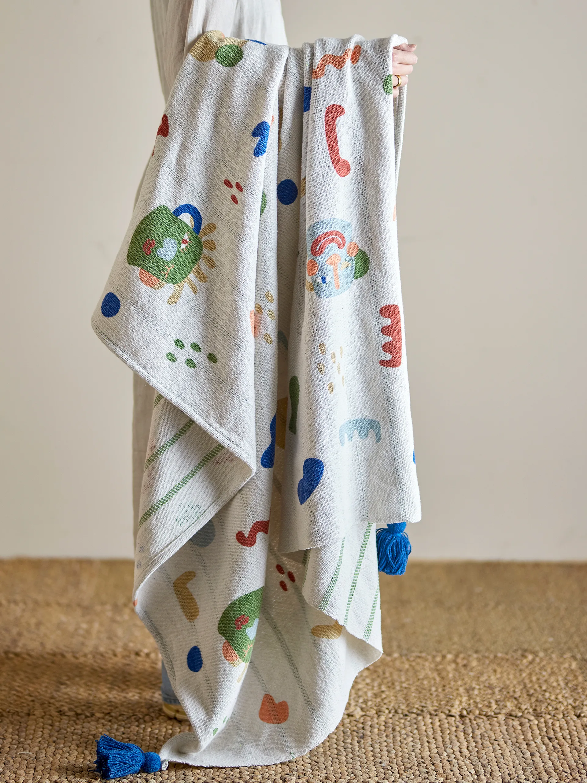 Sylvie bomullspläd 160x130 cm, Natur Bloomingville