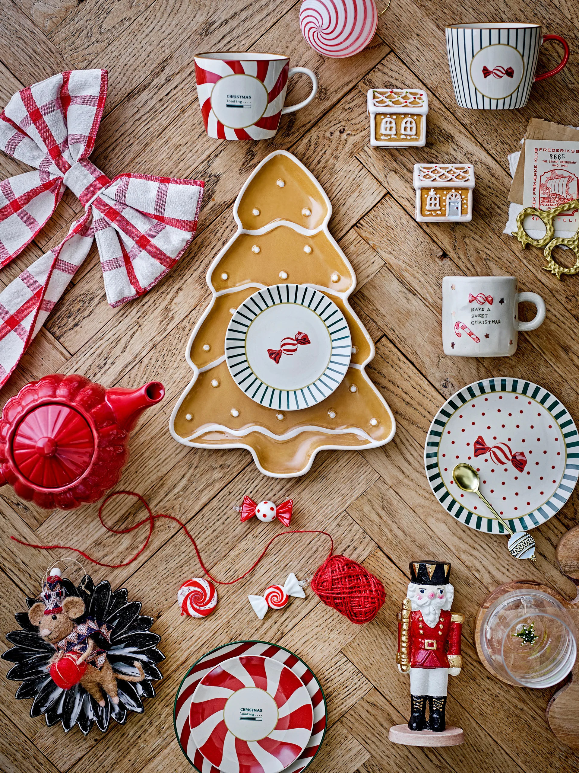 Yule tallrik Ø16 cm, Natur-röd Bloomingville