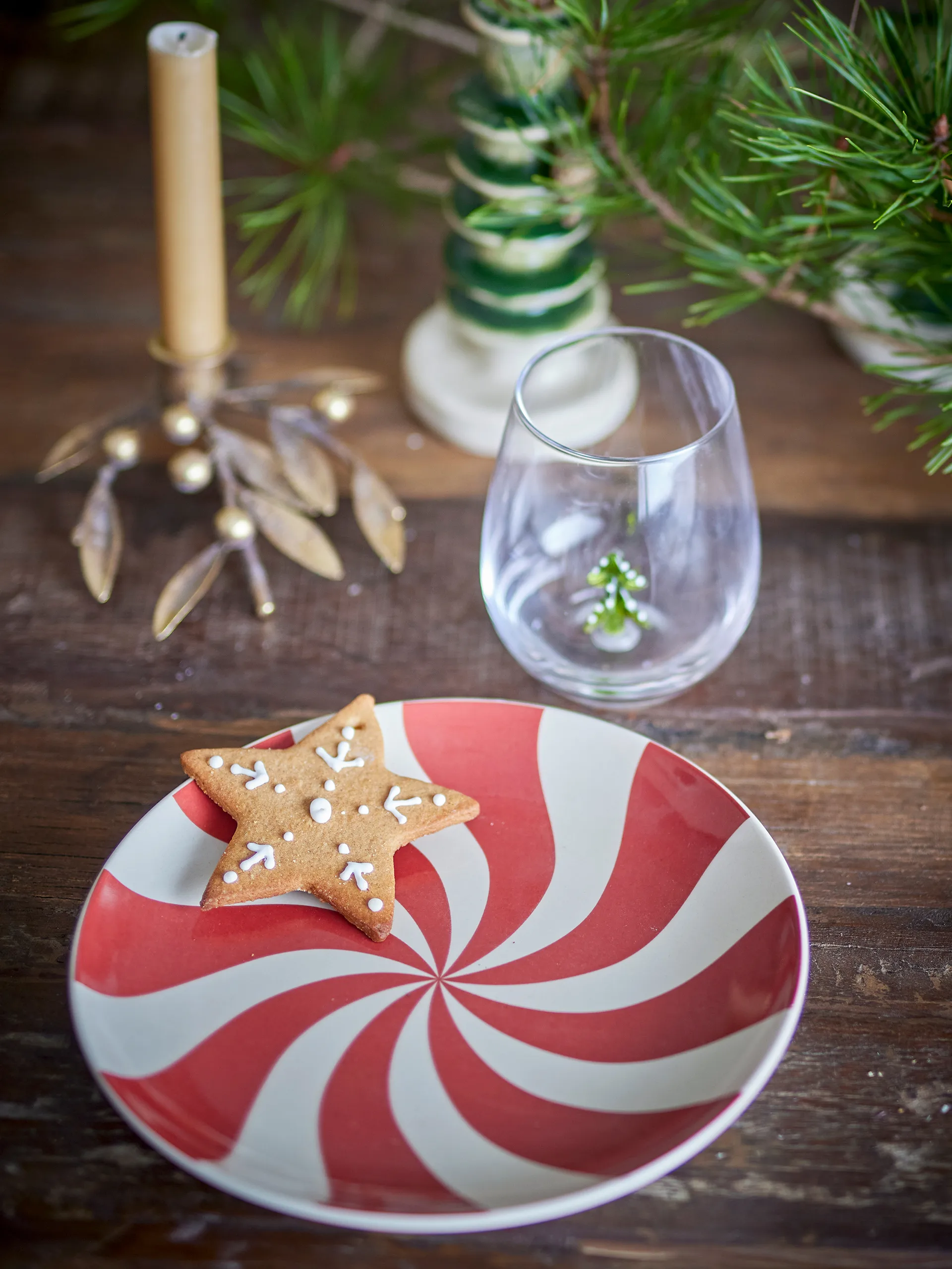 Yule tallrik Ø23 cm, Natur-röd Bloomingville