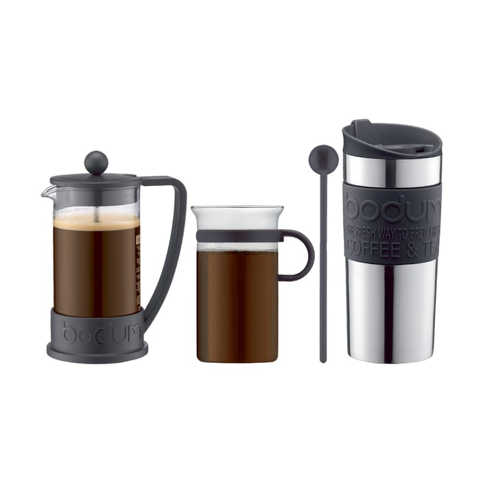 Kaffeset med presskanna, kopp, resemugg och sked - Svart - Bodum