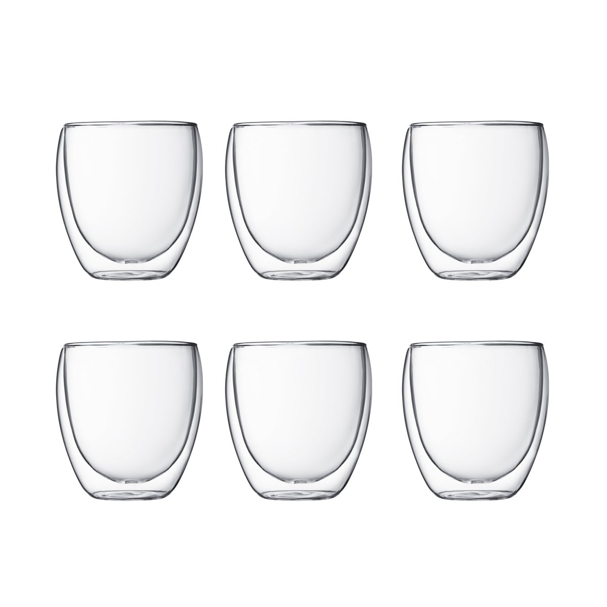 Bodum Pavina dubbelväggigt glas 6-pack 25 cl | Skandinavisk Design | Dricksglas | Transparent