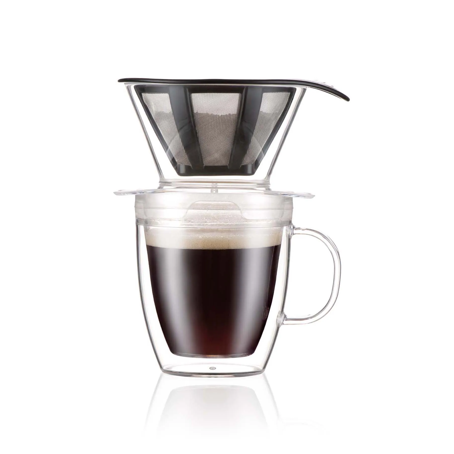 Pour Over dubbelväggig mugg med filter 35 cl, Transparent Bodum