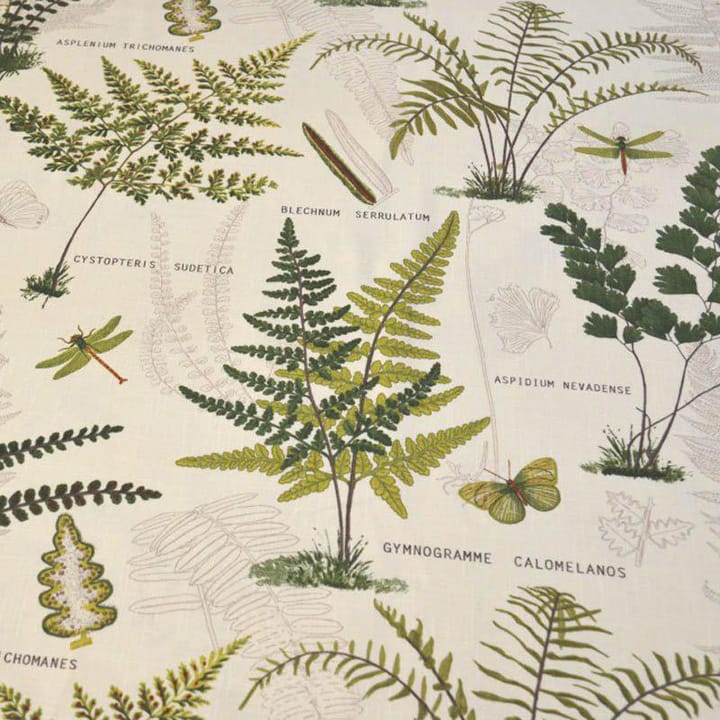 Bimba tyg, vit med gröna blad Boel & Jan