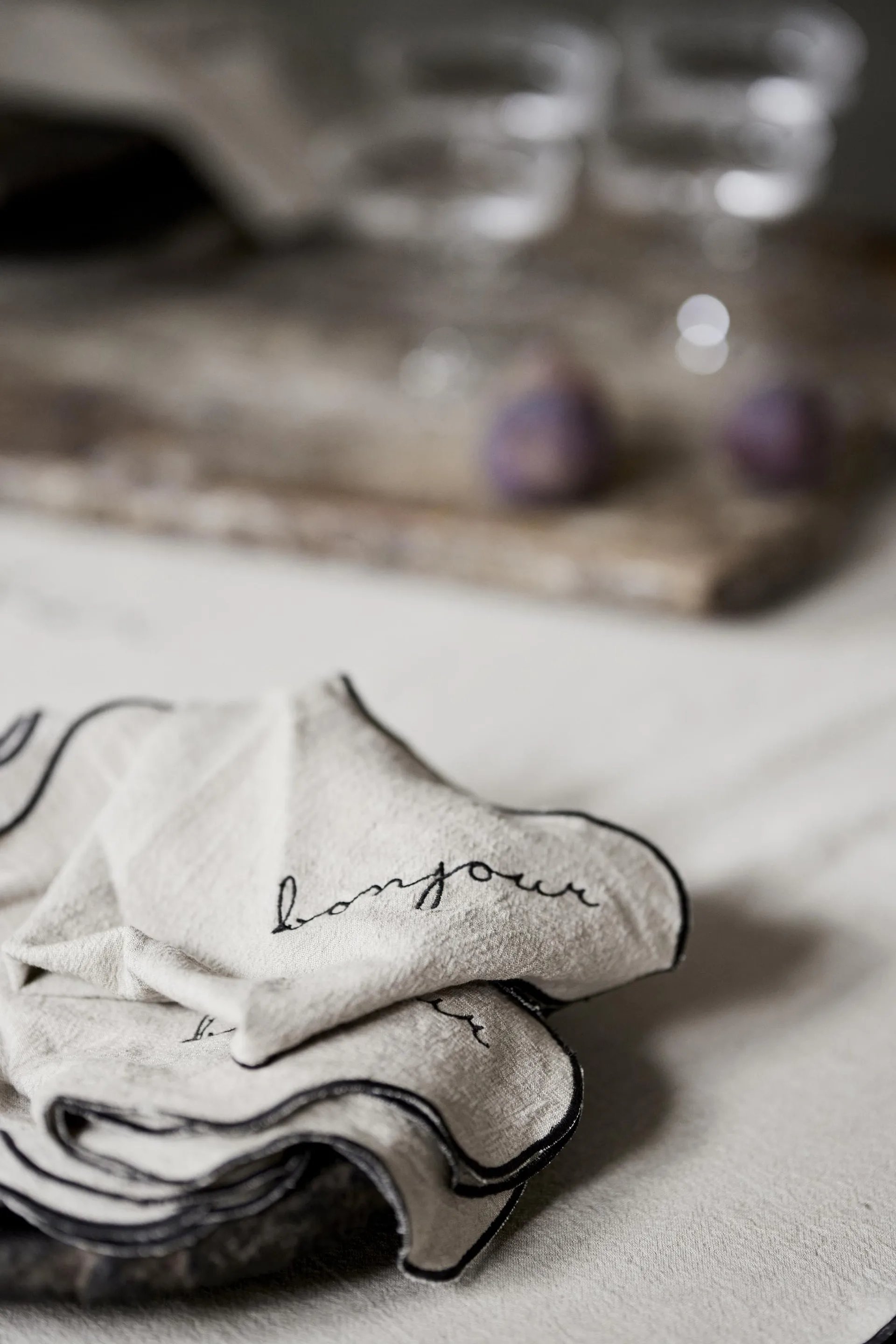 Bordeaux bomullsservett 40x40 cm, Beige Boel & Jan