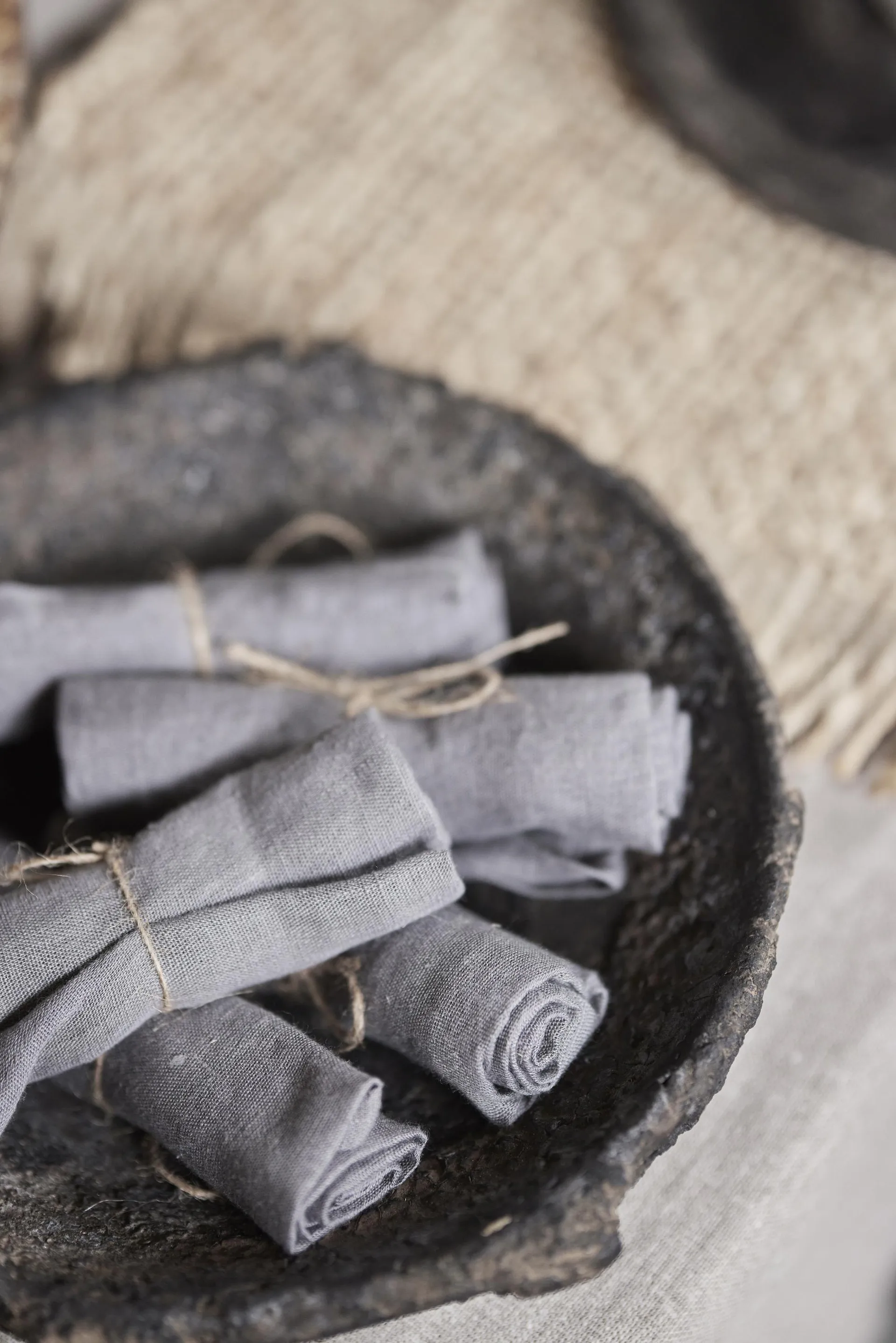 Mandela linneservett 40x40 cm 4-pack, Grå Boel & Jan