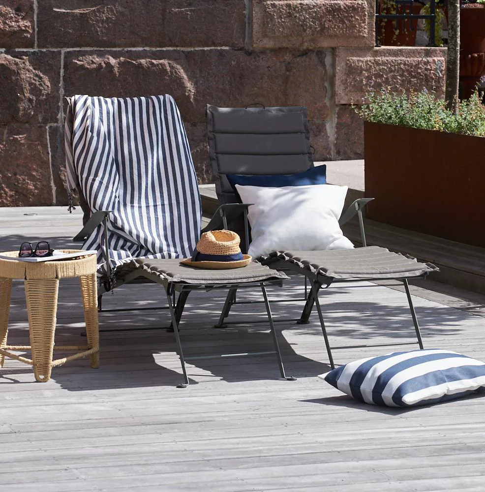 Outdoor stripe kuddfodral 40x60 cm, Blå Boel & Jan