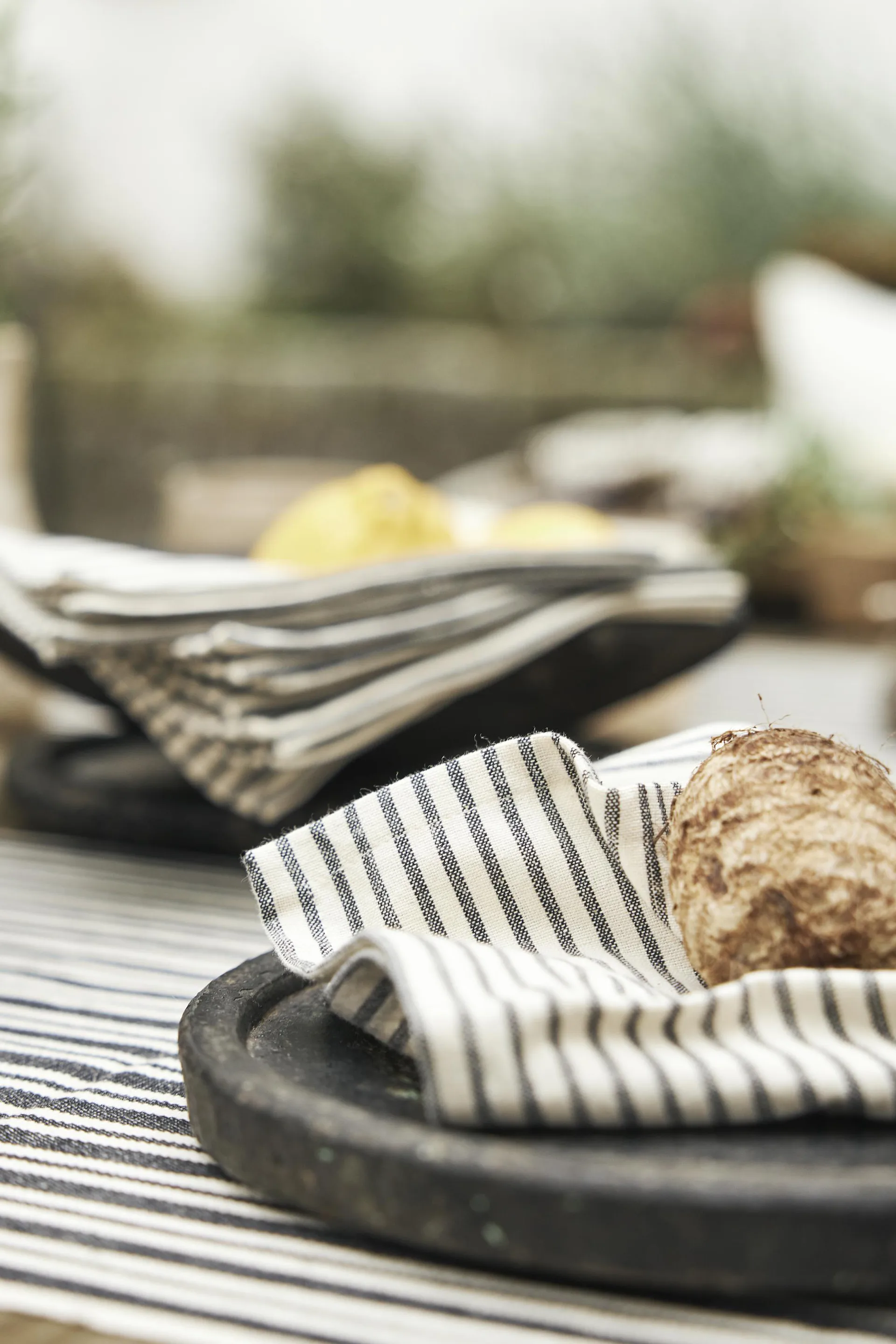 Sammie bomullsservett 40x40 cm 4-pack, Svart-vit Boel & Jan