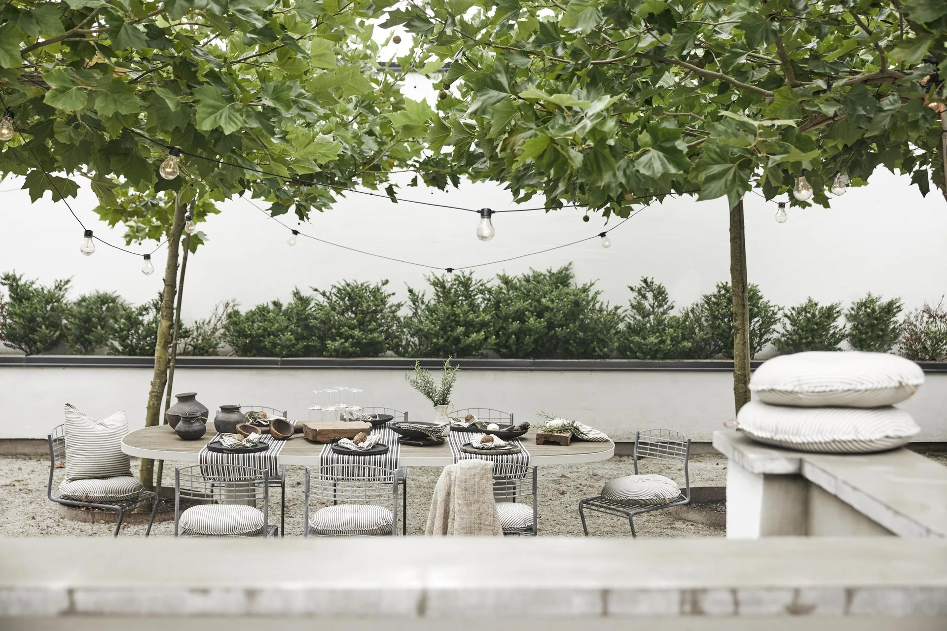 Sammie stolsdyna Ø40 cm, Svart-vit Boel & Jan