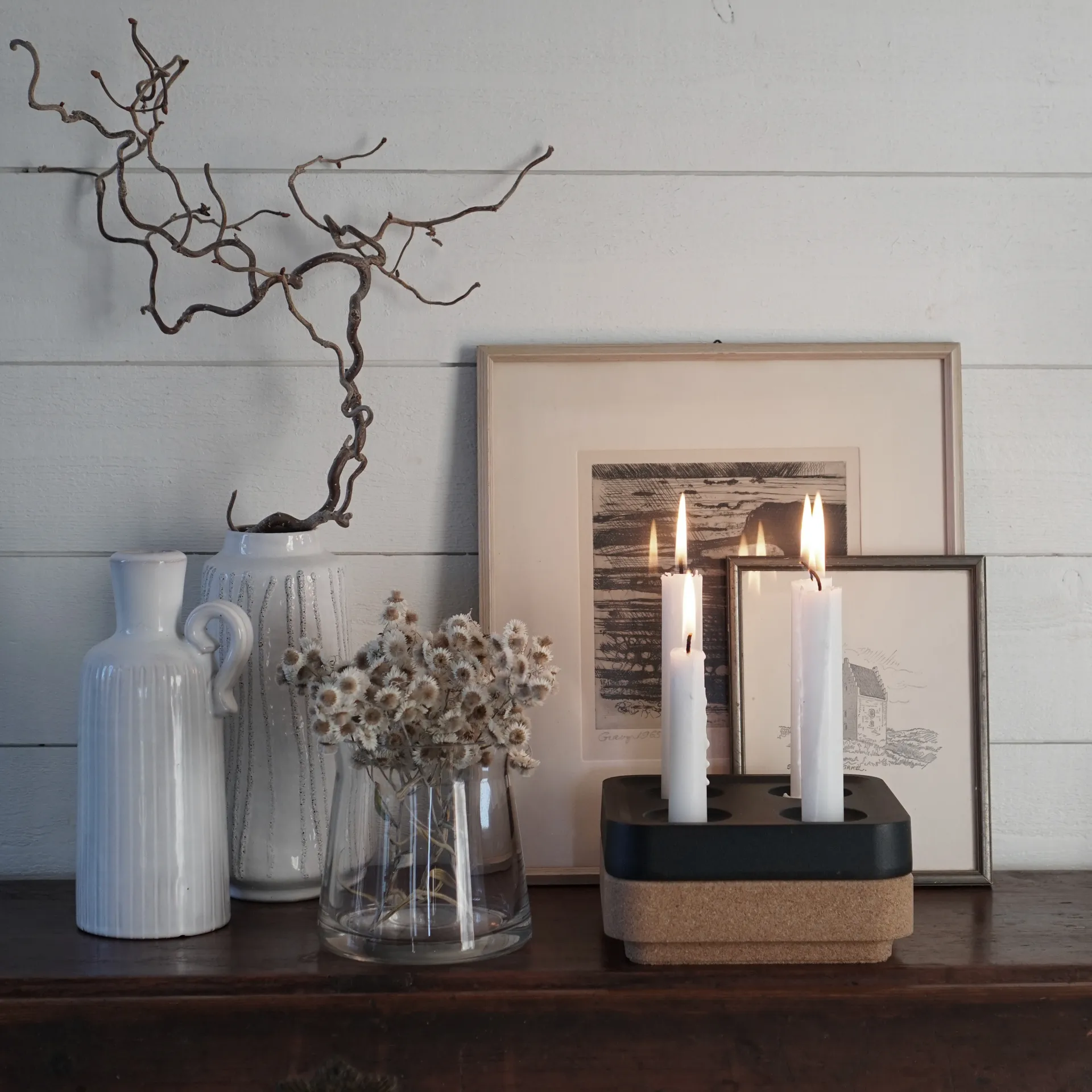 Korkskål till fyran ljusstake 16x16 cm, Brun Born In Sweden