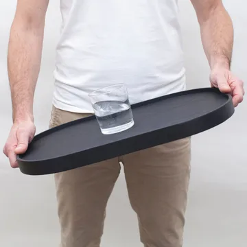 CurveLine™ Serveringsbricka anti-slip 47x34 cm - Svart pilträ - Bosign