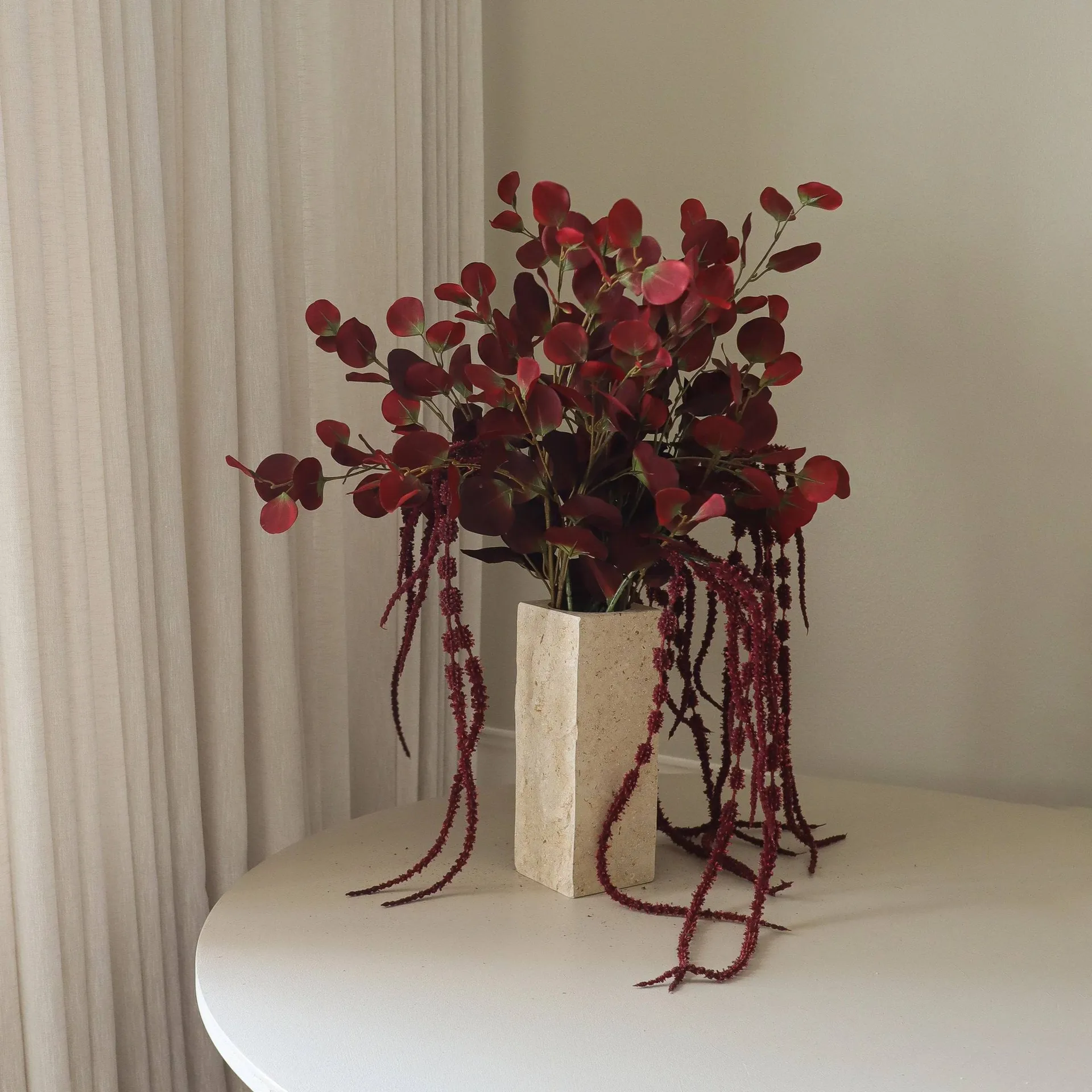 Burgundy veil konstgjord bukett, Eukalyptus, amarant, 84 cm Botané