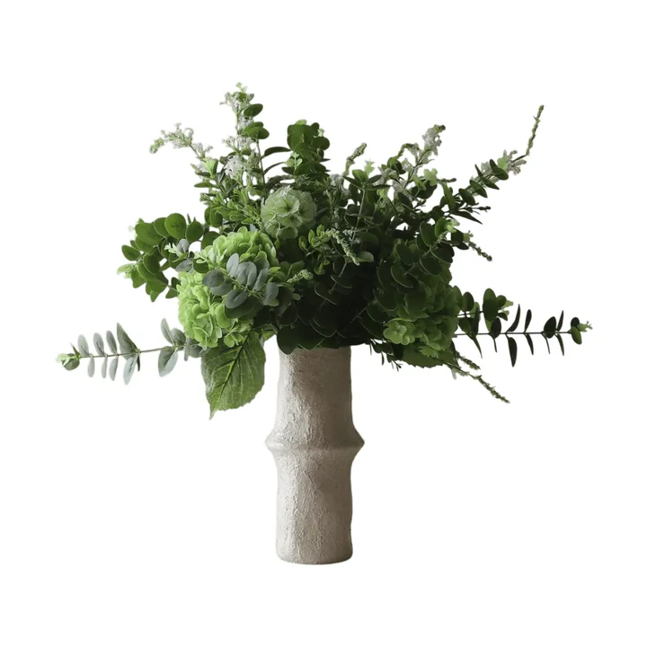 Deep Green konstgjord bukett - Hortensia-vildblommor-eukalyptus-väddkvist 15 st - Botané