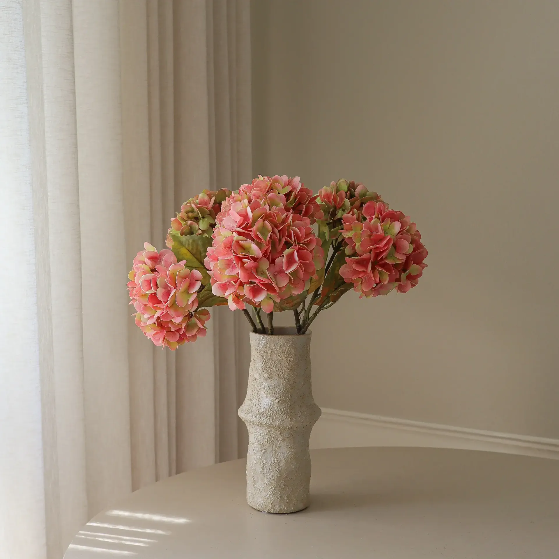 Hortensia konstgjord bukett, Soft pink, 60 cm, 5 st Botané