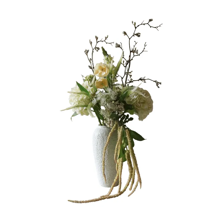 Ivory Cascade konstgjord bukett - Snöbärskvist-körsbärskvist-vallmo-hortensia 13 st - Botané