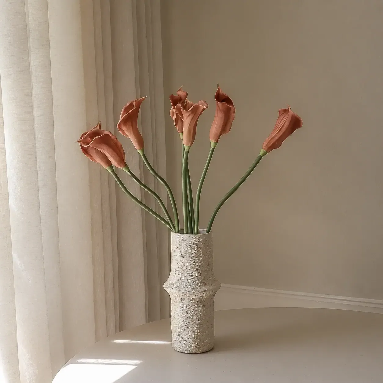 Kalla lilja konstgord bukett, Brun, 62 cm, 8 st Botané
