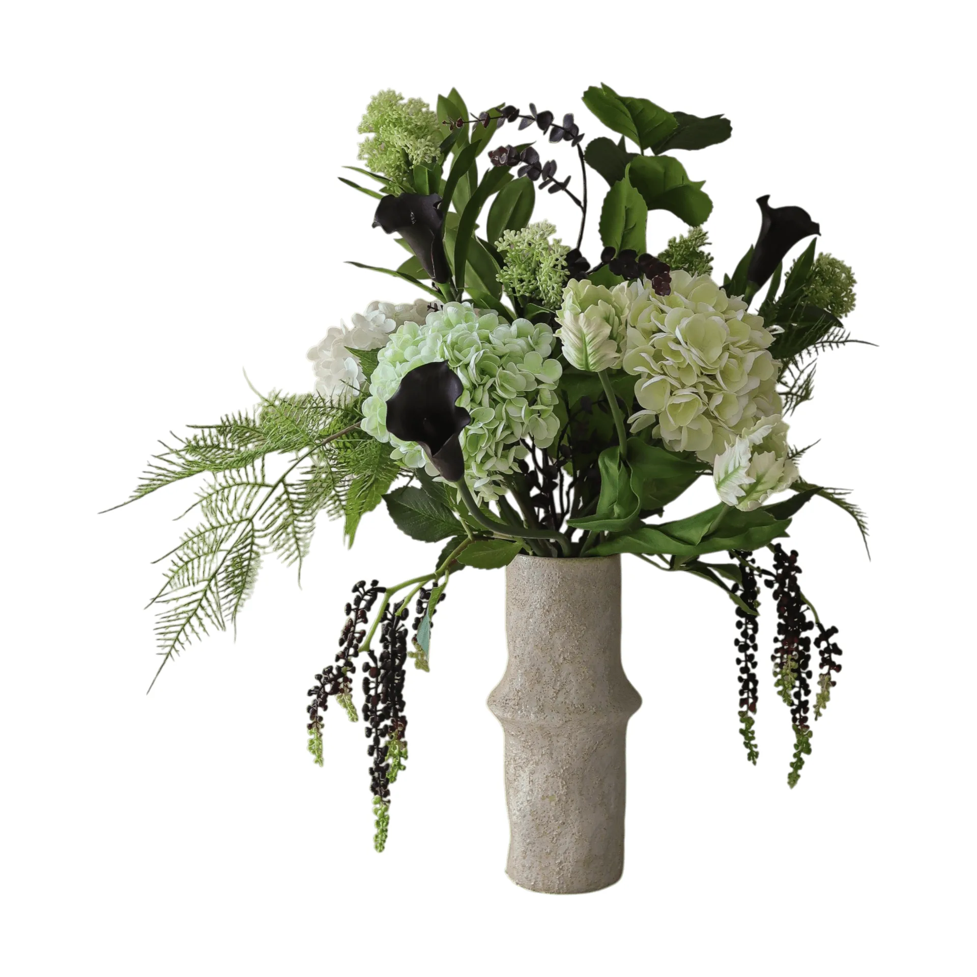 Moonlit Garden konstgjord bukett, Hortensia-papegojtulpan-kalla, 106 cm, 17 st Botané