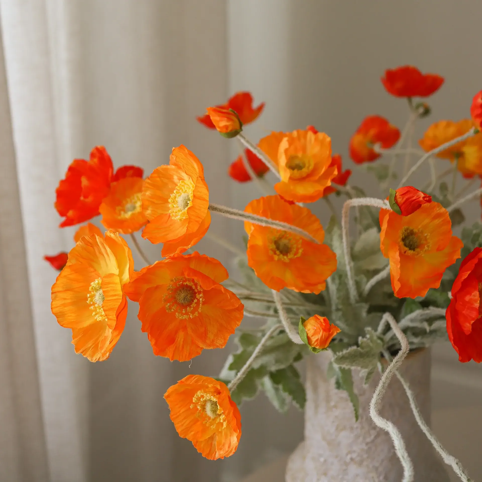 Poppy Sunset konstgjord bukett, Vallmo, 56 cm, 11 st Botané