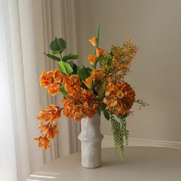 The Orangery konstgjord bukett - Cymbidiumorkidé-gladiolus-hortensia, 85 cm, 10 st - Botané