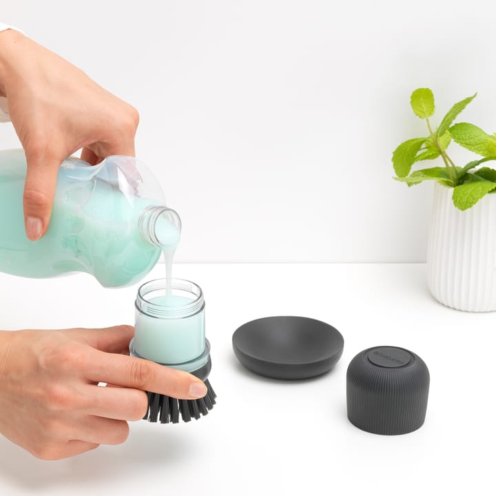 Brabantia diskmedelsbehållare med diskborste - Mörkgrå - Brabantia